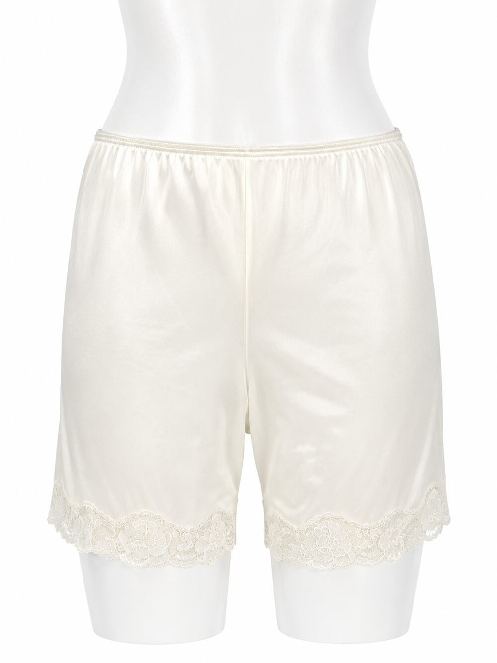 Slip Shorts  Shapewear Pettipants Lace Trim Ivory Satin Stretch Size M